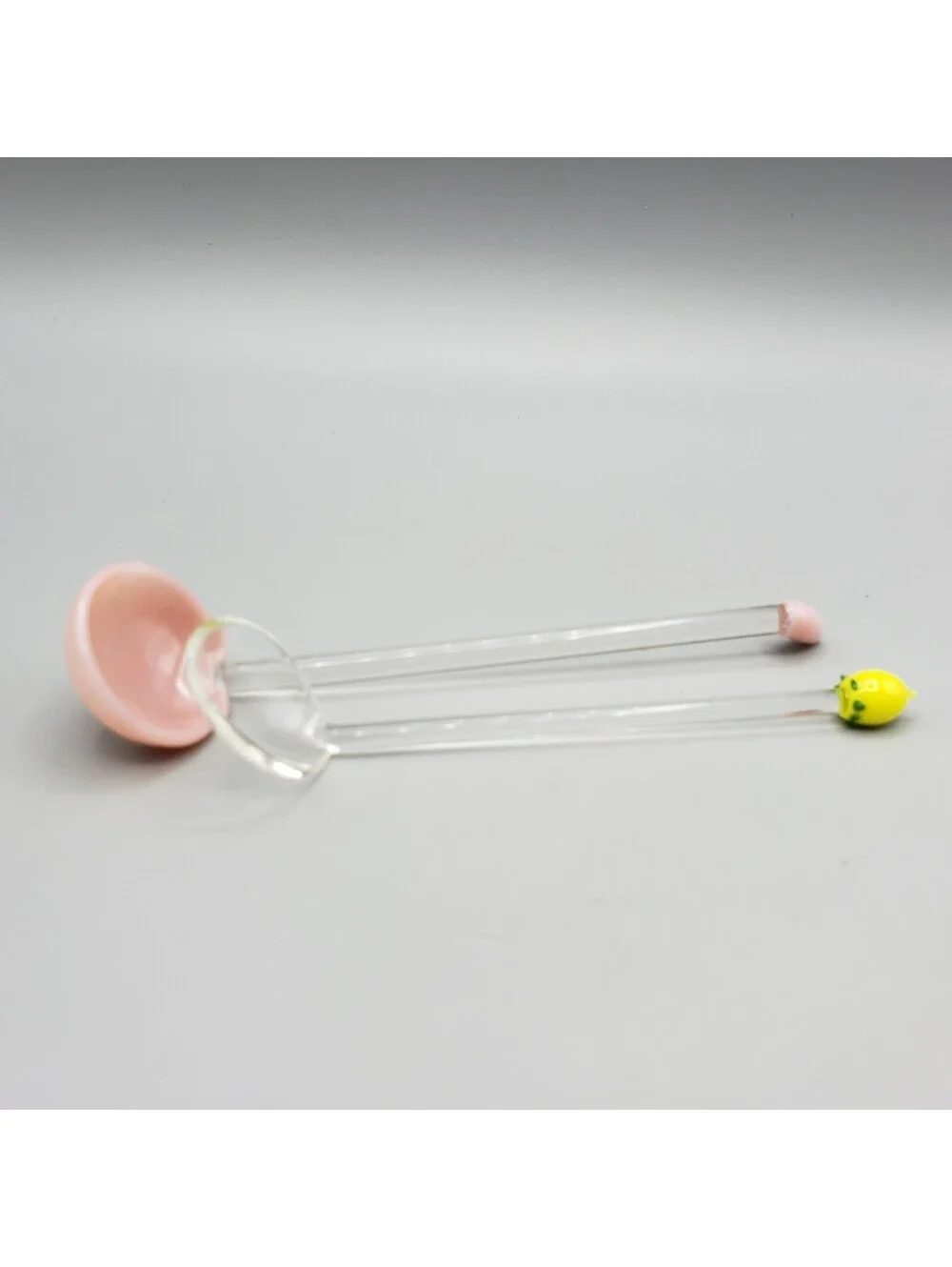 Art Glass Condiment Spoons Servers Stirrers Mayonnaise QTY 2 Honey Jam Pink Slag